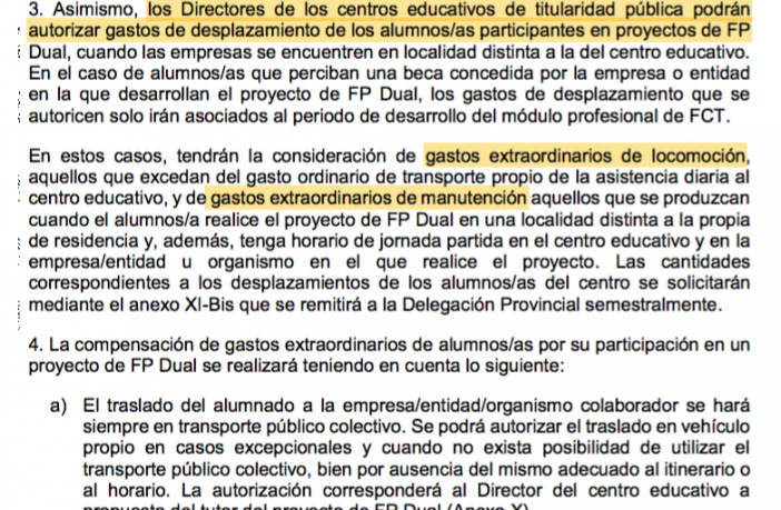 Texto de la Instrucción Sexta de 30 de septiembre de 2019 sobre FP Dual de la Dirección General de FP de Castilla-La Mancha.