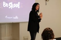 La pedagoga Mar Romera, en la presentación del proyecto 'Skoolarest, Be Curious' a los equipos de Scolarest que trabajan en los colegios.