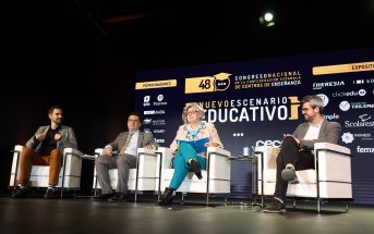 Álvaro Ferrer, Ismael Sanz, Carmen Pellicer y Lucas Gortázar, en el debate que mantuvieron en busca de soluciones a la segregación escolar durante el 48º Congreso de CECE. (Foto: Sergio Cardeña)